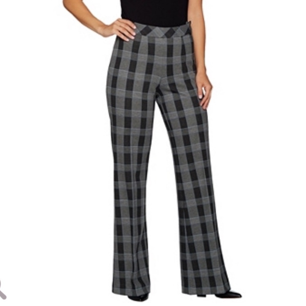 G.I.L.I. Plaid Wide Leg Milano Ponte Trouser Size 14P Petite